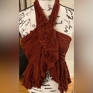 Free People halter top new w tag, color is wine